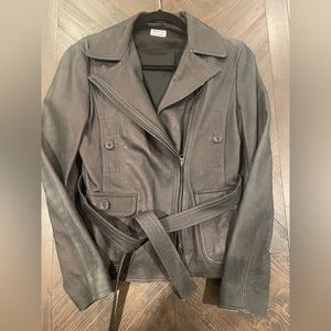 Philosophy Di Alberta Ferretti Designer Black Italian Lambskin Leather Jacket